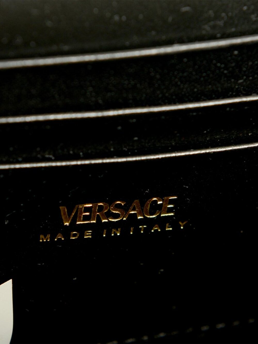 Versace Black 100%Leather Snake Skin Print Gold Medusa Chain Clutch Shoulder Bag - Picture 7 of 8